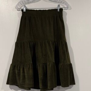 Corduroy knee length tiered skirt